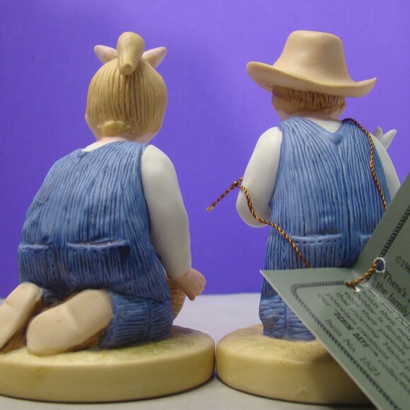 VNTG Set of 2 Denim Days Easter #1521 Home Interiors/Homco Ceramic Figurines EUC - Picture 10 of 16